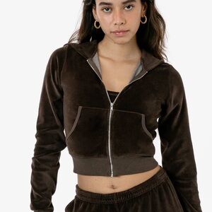 Brown Velour Zip up foodie brown small